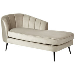 Beliani Left-Hand Chaise Longue Allier Velvet Beige - thumbnail 4