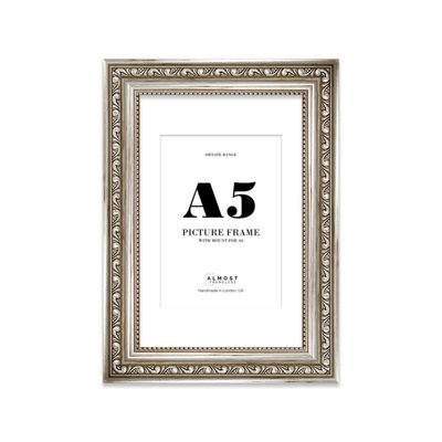 A5 Silver Ornate Picture Frame (21 X 14.7Cm) With Mount For A6 Poster, Photo, Artwork, Gallery Wall Or Print - image 1