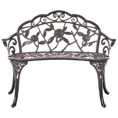 Beliani Garden Bench Piura 88 Cm Metal Dark Brown - image 1