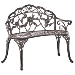 Beliani Garden Bench Piura 88 Cm Metal Dark Brown - thumbnail 6