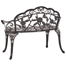 Beliani Garden Bench Piura 88 Cm Metal Dark Brown - thumbnail 5
