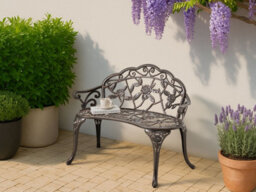Beliani Garden Bench Piura 88 Cm Metal Dark Brown - thumbnail 2