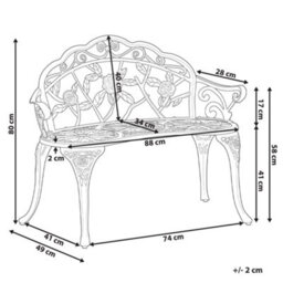 Beliani Garden Bench Piura 88 Cm Metal Dark Brown - thumbnail 3