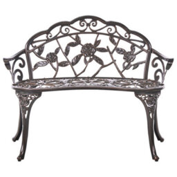 Beliani Garden Bench Piura 88 Cm Metal Dark Brown - thumbnail 1
