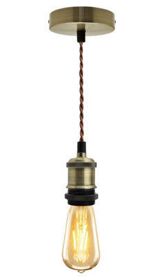 Long Life Lamps Company Industrial Vintage Brass Ceiling Pendant Lamp Holder E27 Fitting M0010Ab - image 1