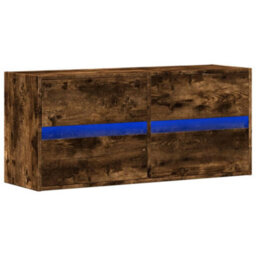 Berkfield Tv Wall Cabinet With Led Lights Smoked Oak 100X31X45 Cm - thumbnail 3
