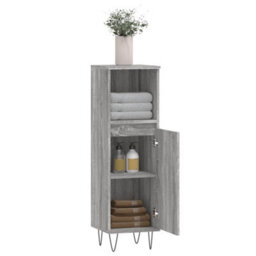 Berkfield Bathroom Cabinet Grey Sonoma 30X30X100 Cm Engineered Wood - thumbnail 4