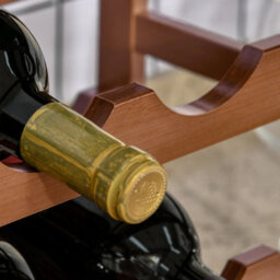 Homcom Free Standing Wine Rack 16 Bottle Holders, Bamboo Display Shelf, Brown - thumbnail 9