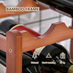 Homcom Free Standing Wine Rack 16 Bottle Holders, Bamboo Display Shelf, Brown - thumbnail 6
