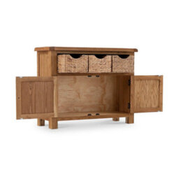 Zelah Oak Sideboard Cabinet With Baskets Fully Assembled - By Roseland Furniture - thumbnail 2