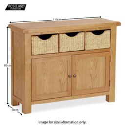 Zelah Oak Sideboard Cabinet With Baskets Fully Assembled - By Roseland Furniture - thumbnail 5