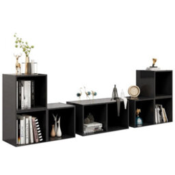 Berkfield 6 Piece Tv Cabinet Set High Gloss Grey Engineered Wood - thumbnail 3