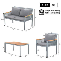 Matteo 4-Seater Grey Rattan Effect Garden Lounge Set With Sofa, Armchairs & Coffee Table - thumbnail 7