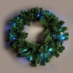 Shatchi 55Cm Pre-Lit Green Christmas Wreath Alaskan Pine With 30 Ice White Leds - thumbnail 2