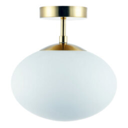 Happy Homewares Designer Oval White Glass Globe Bathroom Ceiling Lamp In Antique Brass - thumbnail 5