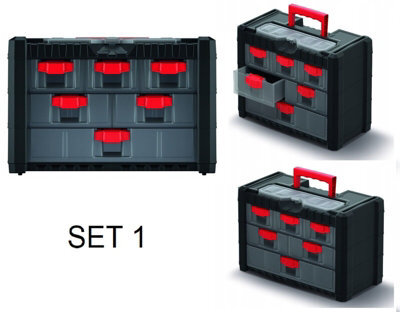 B2C Parts Storage Organiser With Drawers Compartment Cabinet Screws Carry Tool Box Set 1 - image 1