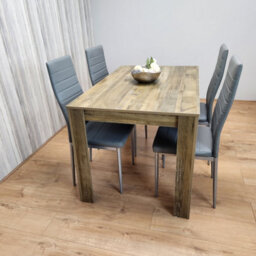 Kosy Koala Dining Room Table Set Of 4 Rustic Effect Dining Table With 4 Grey Faux Leather Chairs Kitchen Dining Table - thumbnail 4