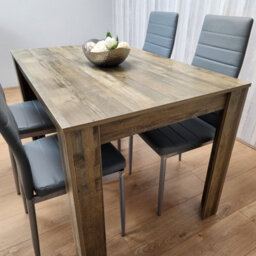 Kosy Koala Dining Room Table Set Of 4 Rustic Effect Dining Table With 4 Grey Faux Leather Chairs Kitchen Dining Table - thumbnail 6