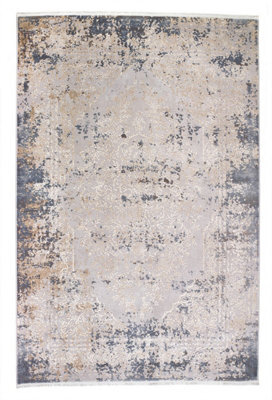 Blue Grey Abstract Rug, Stain-Resistant Rug, Luxurious Rug, Modern Rug For Bedroom, & Dining Room-160Cm X 230Cm