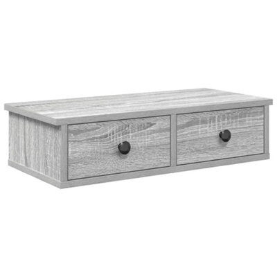 Berkfield Durable Wall Shelf With Drawers Grey Sonoma 60X25X15 Cm Engineered Wood - image 1