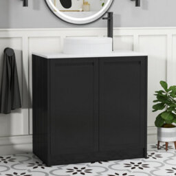 Royal Bathrooms Royal Bathroom Elmore 800mm Matt Nocturne Black Freestanding Countertop Bathroom Vanity Unit 2 Door With Round Basin - thumbnail 1