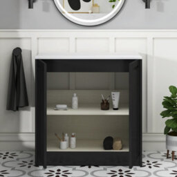 Royal Bathrooms Royal Bathroom Elmore 800mm Matt Nocturne Black Freestanding Countertop Bathroom Vanity Unit 2 Door With Round Basin - thumbnail 6