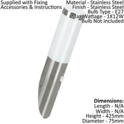 Ip44 Outdoor Stainless Steel Wall Light With Pir Motion Sensor - 12W E27 Bulb Compatible - thumbnail 2