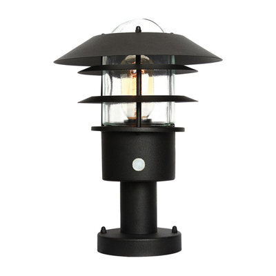 Luminosa Lighting Elstead Helsingor 1 Light Pir Pedestal Lantern Black Ip44 - image 1