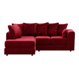 Furnishings For Less UK Brooklyn Plush Velvet 3 To 4 Seater L Shaped Corner Sofa Foam Red Left Hand Facing - thumbnail 3