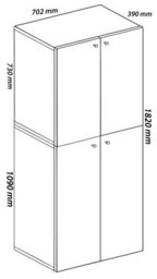Vcm Wardrobe Lona Gray W. 70 X H. 184 X D. 40 Cm - thumbnail 4