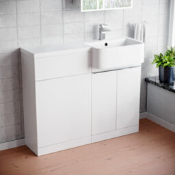 Nes Home 1000mm Right Hand Freestanding White Cabinet With Basin & Wc Unit - thumbnail 1