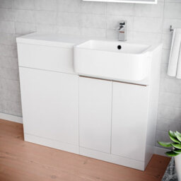 Nes Home 1000mm Right Hand Freestanding White Cabinet With Basin & Wc Unit - thumbnail 5