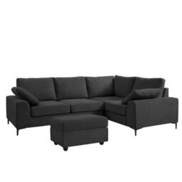 Home Detail Nora Right-Hand Facing Corner Sofa With Storage Footstool, Charcoal Linen - thumbnail 2