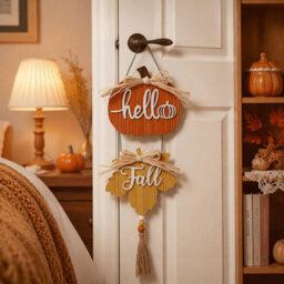 Amorly Fall Wreath For Front Door, Fall Wall Decor With Pumpkin Maple Leaf, Wooden Pumpkin Autumn Wreath For Thanksgiving Home Decor - thumbnail 4