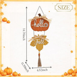 Amorly Fall Wreath For Front Door, Fall Wall Decor With Pumpkin Maple Leaf, Wooden Pumpkin Autumn Wreath For Thanksgiving Home Decor - thumbnail 3
