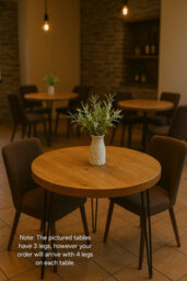 80Cm Round Solid Wood Dining Table (3 Tables) With Pole Leg For Cafes And Restaurants (Bulk Order) - thumbnail 7