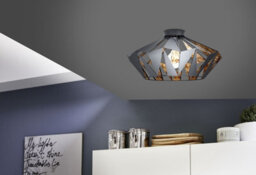 Stylish Low Ceiling Light With 2 Matching Black And Copper Wall Lights - thumbnail 4