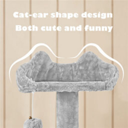 Yaheetech Light Grey 137Cm Multilevel Cat Tree Tower With Scratching Posts And 2 Condos - thumbnail 5