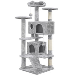Yaheetech Light Grey 137Cm Multilevel Cat Tree Tower With Scratching Posts And 2 Condos - thumbnail 2