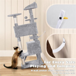 Yaheetech Light Grey 137Cm Multilevel Cat Tree Tower With Scratching Posts And 2 Condos - thumbnail 8