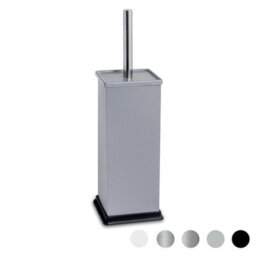 Harbour Housewares Matt Grey Toilet Brush And Holder - Square Brush With Non Slip Base Rust Resistant Toilet Cleaning Brush Set