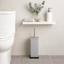 Harbour Housewares Matt Grey Toilet Brush And Holder - Square Brush With Non Slip Base Rust Resistant Toilet Cleaning Brush Set - thumbnail 6