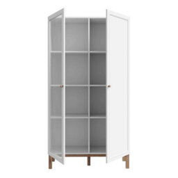 Wyld Haus Niva Light Grey & Natural Oak Effect Display Cabinet With Led Lighting, 2 Doors - thumbnail 5