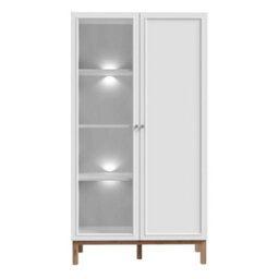 Wyld Haus Niva Light Grey & Natural Oak Effect Display Cabinet With Led Lighting, 2 Doors - thumbnail 3