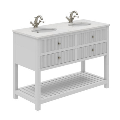 Plum&clay Harper Ribbed White Double Freestanding Vanity Unit & Basin Set (W)1200mm - image 1