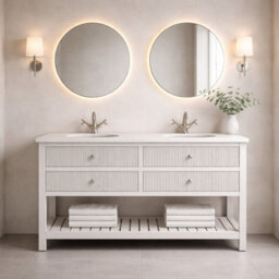 Plum&clay Harper Ribbed White Double Freestanding Vanity Unit & Basin Set (W)1200mm - thumbnail 2