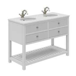 Plum&clay Harper Ribbed White Double Freestanding Vanity Unit & Basin Set (W)1200mm - thumbnail 3