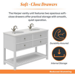 Plum&clay Harper Ribbed White Double Freestanding Vanity Unit & Basin Set (W)1200mm - thumbnail 4