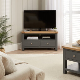 The Furniture Market Marbury Slate Grey Painted Corner Tv Unit Stand Up To 50 Widescreen Tv Size - thumbnail 2