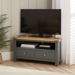 The Furniture Market Marbury Slate Grey Painted Corner Tv Unit Stand Up To 50 Widescreen Tv Size